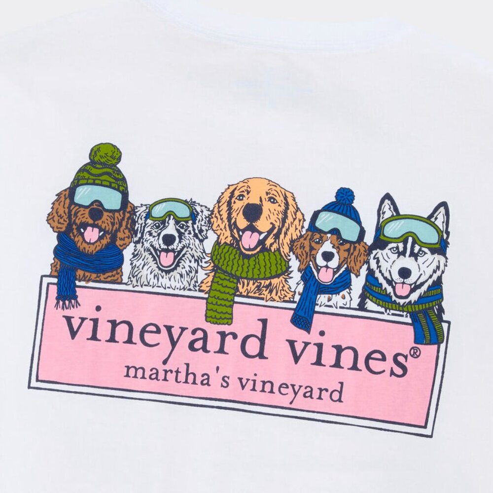 Vineyard Vines Winter Pups LS Tee XL NWT Dog Graphic White Shirt